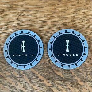 NWT New! Lincoln Black Silicone Logo Car Cup Holders Mats Auto Travel